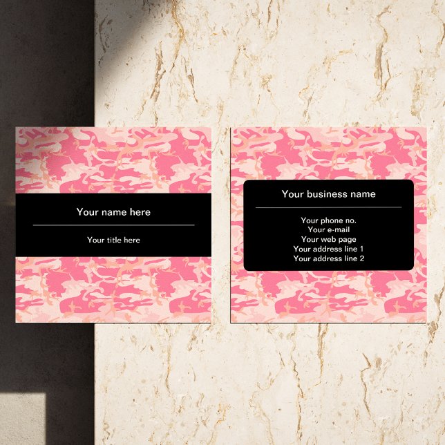 Pink Camouflage, Camouflage, Military, Army Square Business Card (Creator Uploaded)