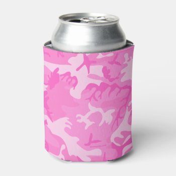 Pink Camouflage Can Coolers by Method77 at Zazzle