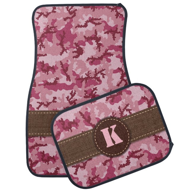 Pink camouflage car floor mat (Set)