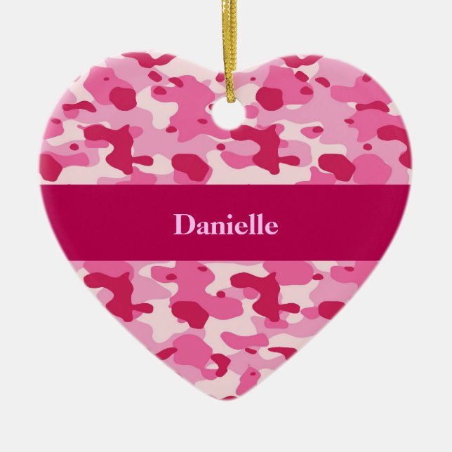 Pink Camouflage Ceramic Ornament (Front)