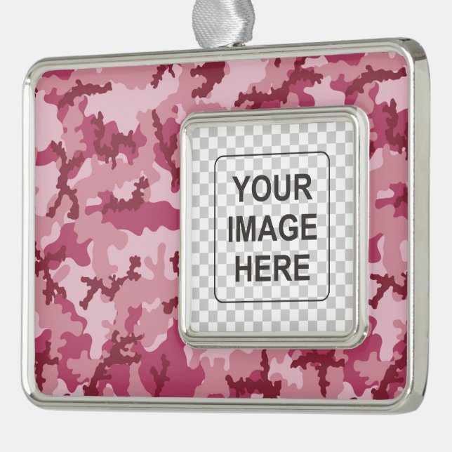 Pink camouflage christmas ornament (Left)