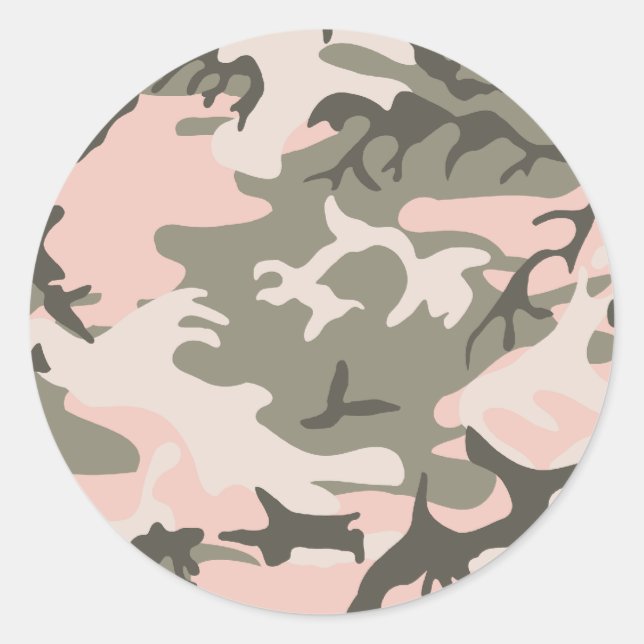 Pink Camouflage Classic Round Sticker (Front)