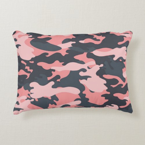Pink Camouflage Classic Vintage Pattern Accent Pillow