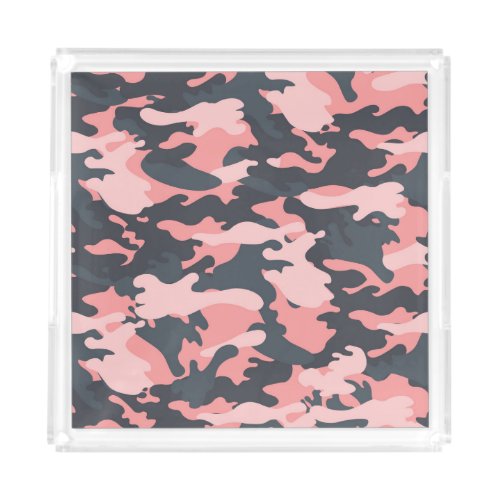 Pink Camouflage Classic Vintage Pattern Acrylic Tray