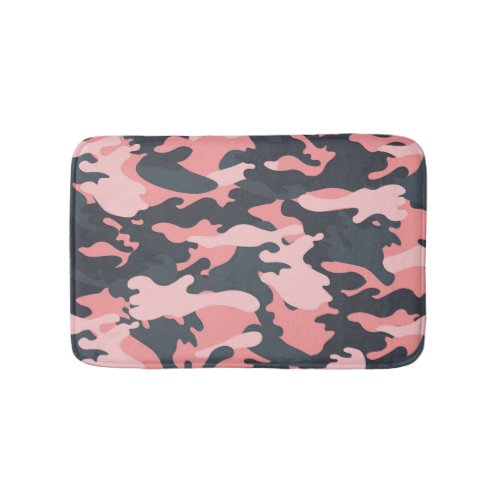 Pink Camouflage Classic Vintage Pattern Bath Mat