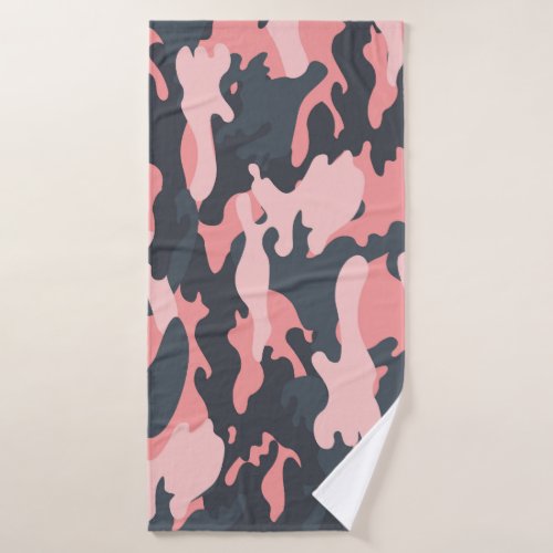 Pink Camouflage Classic Vintage Pattern Bath Towel
