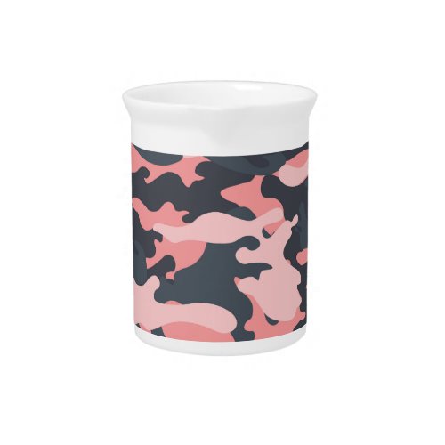 Pink Camouflage Classic Vintage Pattern Beverage Pitcher