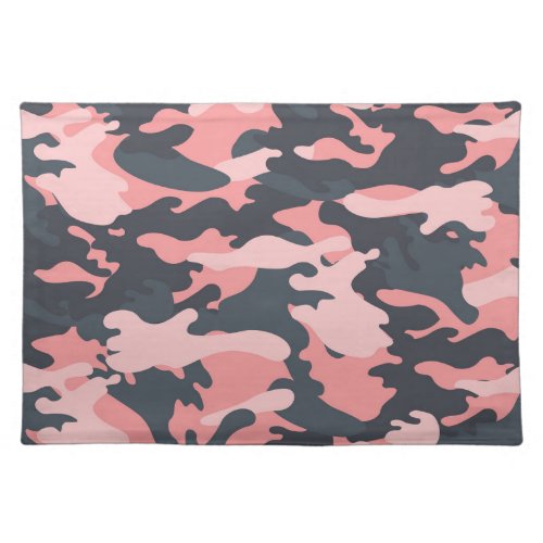Pink Camouflage Classic Vintage Pattern Cloth Placemat