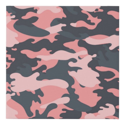 Pink Camouflage Classic Vintage Pattern Faux Canvas Print