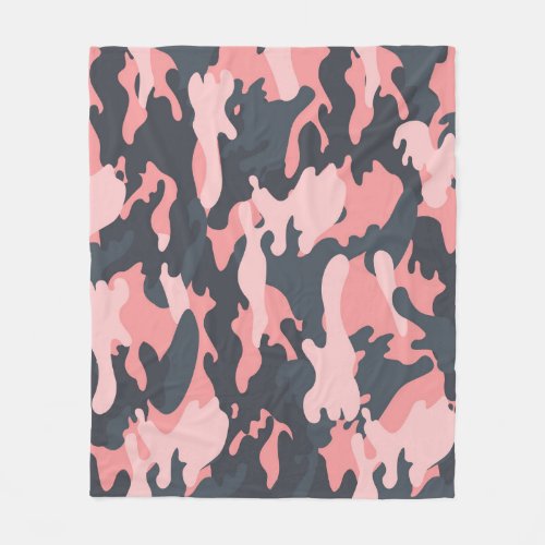 Pink Camouflage Classic Vintage Pattern Fleece Blanket