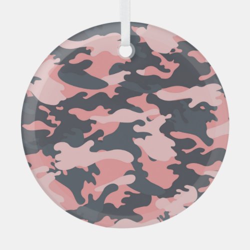 Pink Camouflage Classic Vintage Pattern Glass Ornament