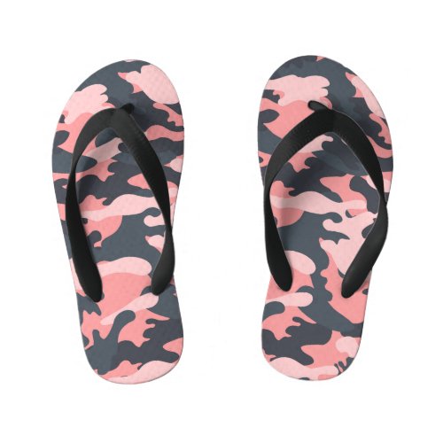 Pink Camouflage Classic Vintage Pattern Kids Flip Flops