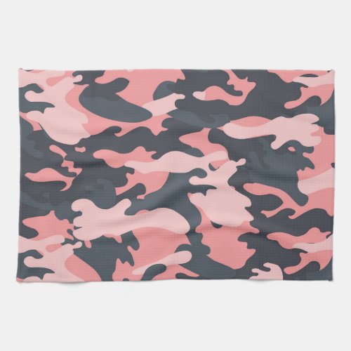 Pink Camouflage Classic Vintage Pattern Kitchen Towel
