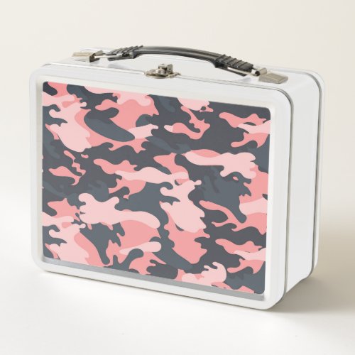 Pink Camouflage Classic Vintage Pattern Metal Lunch Box