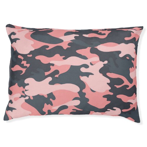 Pink Camouflage Classic Vintage Pattern Pet Bed