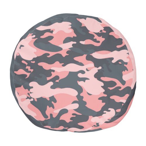 Pink Camouflage Classic Vintage Pattern Pouf