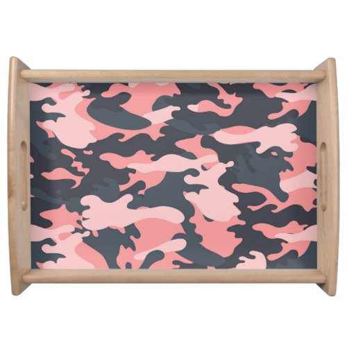 Pink Camouflage Classic Vintage Pattern Serving Tray