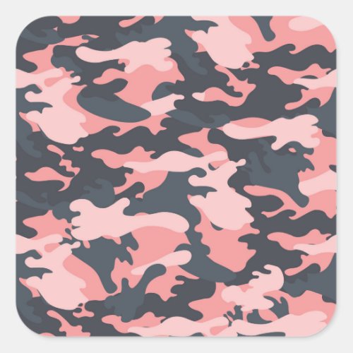 Pink Camouflage Classic Vintage Pattern Square Sticker