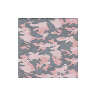 Pink Camouflage: Classic Vintage Pattern Stone Magnet