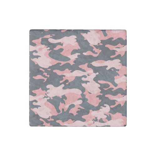 Pink Camouflage Classic Vintage Pattern Stone Magnet