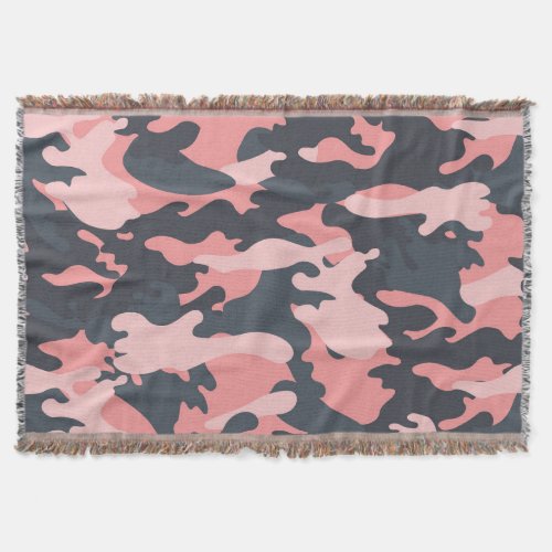 Pink Camouflage Classic Vintage Pattern Throw Blanket
