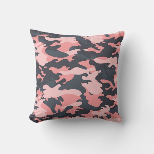 Pink Camouflage Classic Vintage Pattern Throw Pillow