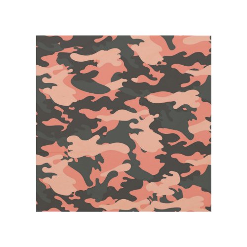 Pink Camouflage Classic Vintage Pattern Wood Wall Art