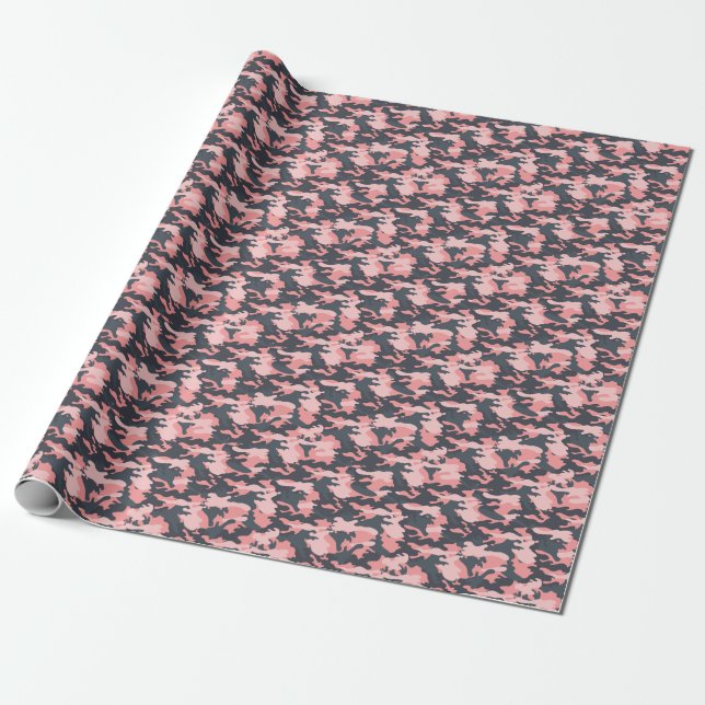 Pink Camouflage: Classic Vintage Pattern Wrapping Paper (Unrolled)