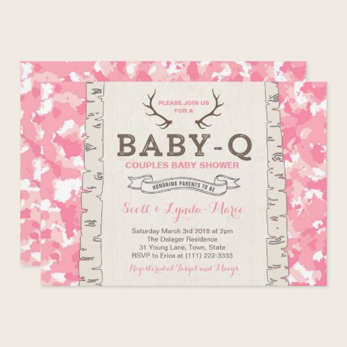 Pink Camouflage Co-ed Baby Shower for Girl Invitation Pink Camouflage Co-ed Baby Shower for Girl Invitation