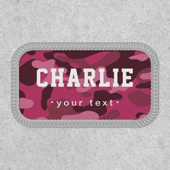 Pink Camouflage custom military name patches (Front)