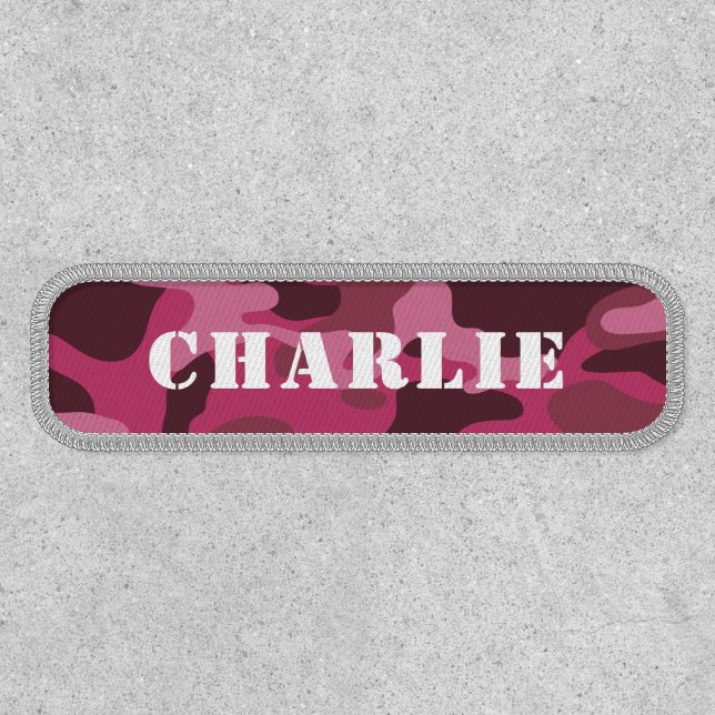 Pink Camouflage custom military name patches (Front)