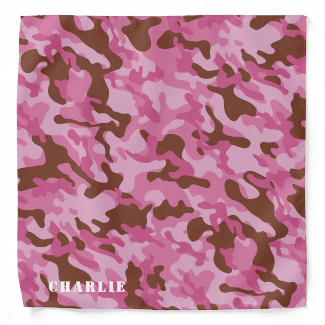 Pink Camouflage custom name Bandana (Front)