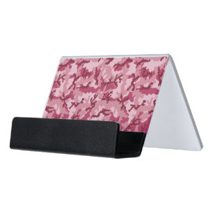 Pink camouflage desk business card holder