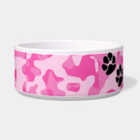 Pink camo shop dog bowls