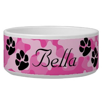 Pink Camouflage Dog Bowl by divadezines at Zazzle