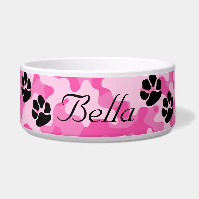 Pink Camouflage Dog Bowl Zazzle