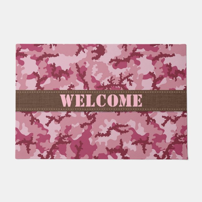 Pink camouflage doormat (Front)