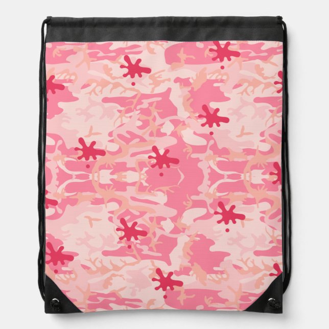 Pink Camouflage Drawstring Bag (Front)