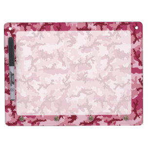 Pink camouflage dry erase board with keychain holder