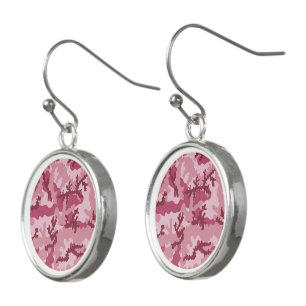 Pink camouflage earrings