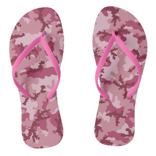 Pink camouflage flip flops