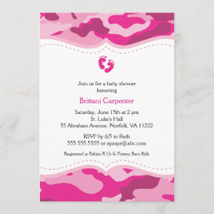 Pink Camouflage Girl Baby Shower Invitation