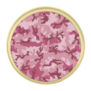 Pink camouflage gold finish lapel pin