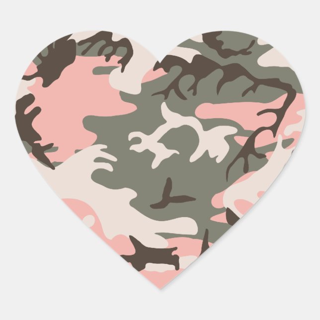 Pink Camouflage Heart Sticker (Front)