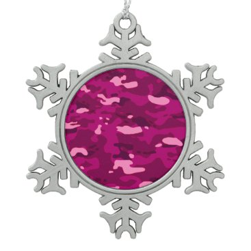 Pink Camouflage II Snowflake Pewter Christmas Ornament Pink Camouflage II Snowflake Pewter Christmas Ornament