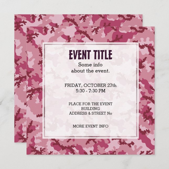 Pink camouflage invitation (Front/Back)