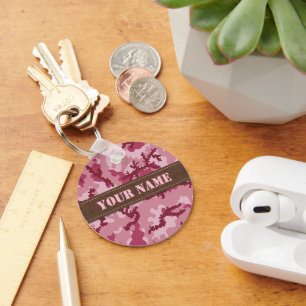 Pink camouflage keychain
