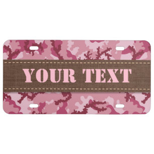 Pink camouflage license plate