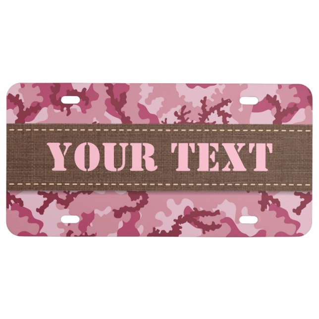 Pink camouflage license plate (Front)