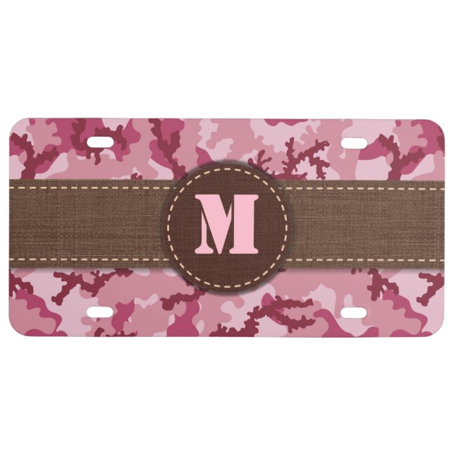 Pink camouflage license plate (Front)